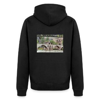 die Brücke von Avignon - Unisex Premium Bio Zip Hoodie - Schwarz - Hinten - Nico (187cm)