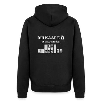 ICH KAAF E A - Unisex Premium Bio Zip Hoodie - Schwarz - Hinten - Nico (187cm)