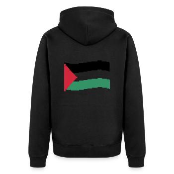 free palestine - Unisex Premium Organic Zip Hoodie - black - Back - Nico (187cm)