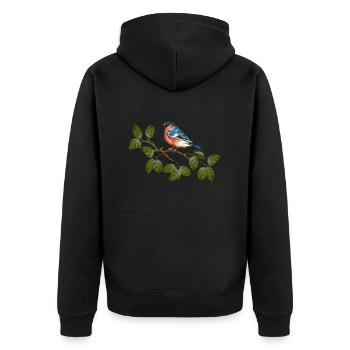 Vogel - Unisex Premium Bio Zip Hoodie - Schwarz - Hinten - Nico (187cm)