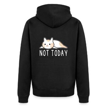 Katze Not today Humor Geschenk - Unisex Premium Bio Zip Hoodie - Schwarz - Hinten - Nico (187cm)