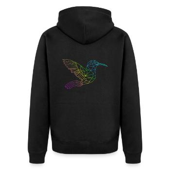 Hummingbird geomatrical line art (gOT it!) - Unisex Premium Organic Zip Hoodie - black - Back - Nico (187cm)