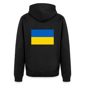 Drapeau Ukraine / Ukraine flag - Veste à capuche bio Premium Unisexe - noir - Dos - Nico (187cm)