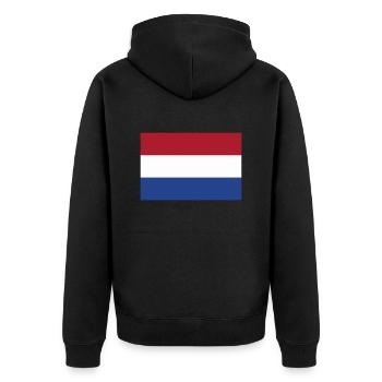 Flagge Niederlande (Holland) / Holland Flagge - Unisex Premium Bio Zip Hoodie - Schwarz - Hinten - Nico (187cm)