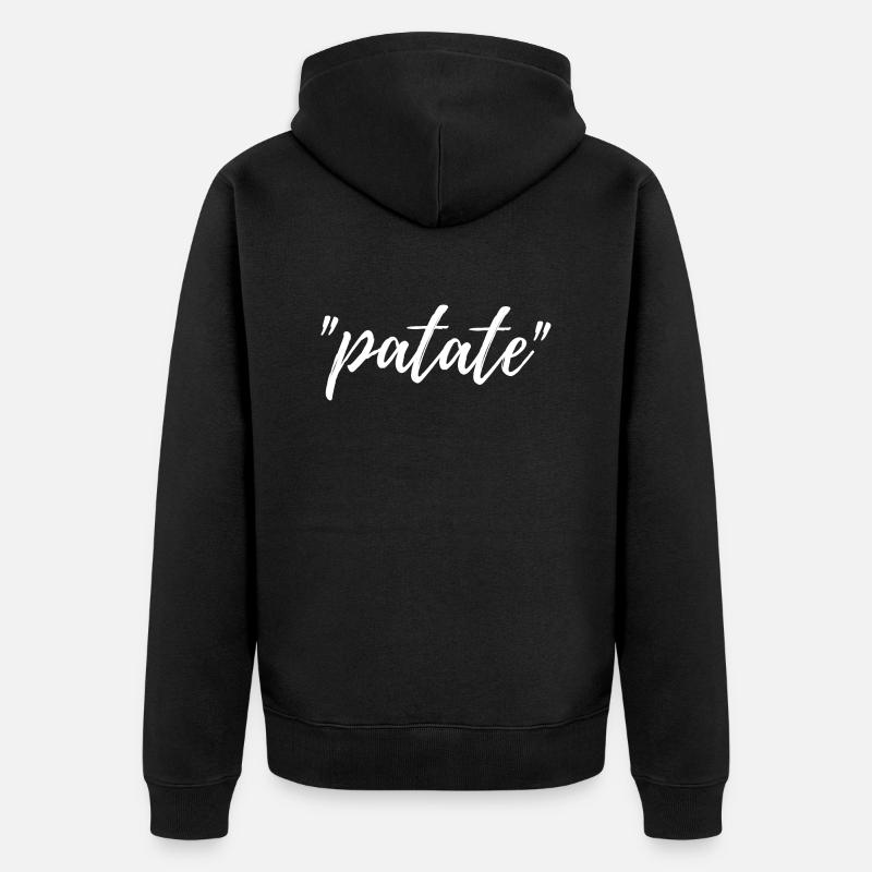 patate - message manuscrit humour autodérision - Veste à capuche bio Premium Unisexe - noir