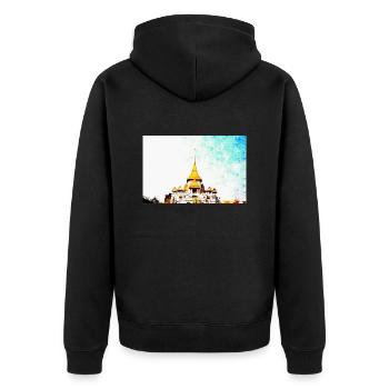 Temples in Thailand - Unisex Premium Organic Zip Hoodie - black - Back - Nico (187cm)