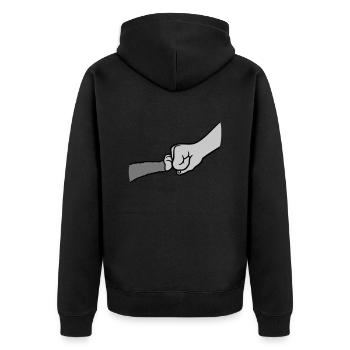Katze Brofist Fist Pump - Unisex Premium Bio Zip Hoodie - Schwarz - Hinten - Nico (187cm)