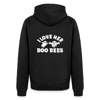 I love her Boo Bees - Unisex Premium Organic Zip Hoodie - black - Back - Nico (187cm)