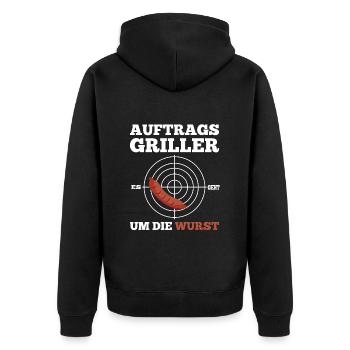 Grillen - Grillparty - Auftragsgriller - Unisex Premium Bio Zip Hoodie - Schwarz - Hinten - Nico (187cm)