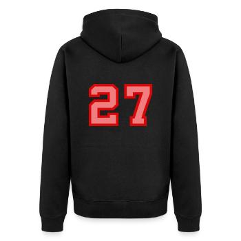 Cool Retro Retrostyle Jersey Number Back Number - Unisex Premium Organic Zip Hoodie - black - Back - Nico (187cm)