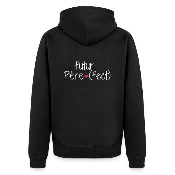 Futur père fect cadeau futur papa - Veste à capuche bio Premium Unisexe - noir - Dos - Nico (187cm)