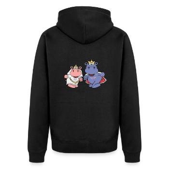 nilpferd hochzeit braut bräutigam ehe geschenk - Unisex Premium Bio Zip Hoodie - Schwarz - Hinten - Nico (187cm)