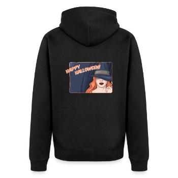 Hexe - Unisex Premium Bio Zip Hoodie - Schwarz - Hinten - Nico (187cm)