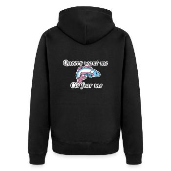 Queers want me cis fear me (trans colours) - Unisex Premium Organic Zip Hoodie - black - Back - Nico (187cm)