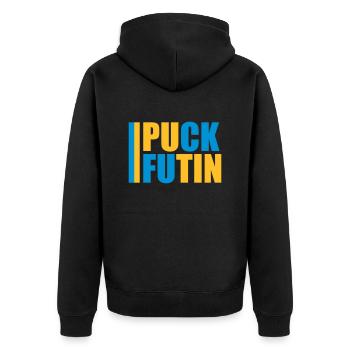 Conception du logo Puck Futin - Veste à capuche bio Premium Unisexe - noir - Dos - Nico (187cm)