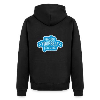make yourself proud Zitat - Unisex Premium Bio Zip Hoodie - Schwarz - Hinten - Nico (187cm)