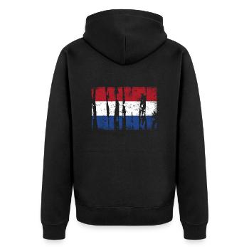 Niederlande Vintage - Unisex Premium Bio Zip Hoodie - Schwarz - Hinten - Nico (187cm)