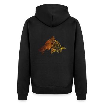 Carp Passion Polygondesign - Unisex Premium Bio Zip Hoodie - Schwarz - Hinten - Nico (187cm)
