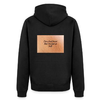 03DFE2D2 4E7E 4E8C 9B04 685491C9F258 Gänsehaut - Unisex Premium Bio Zip Hoodie - Schwarz - Hinten - Nico (187cm)