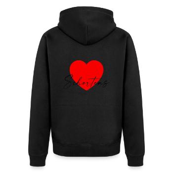 i Love Schortens - Unisex Premium Bio Zip Hoodie - Schwarz - Hinten - Nico (187cm)