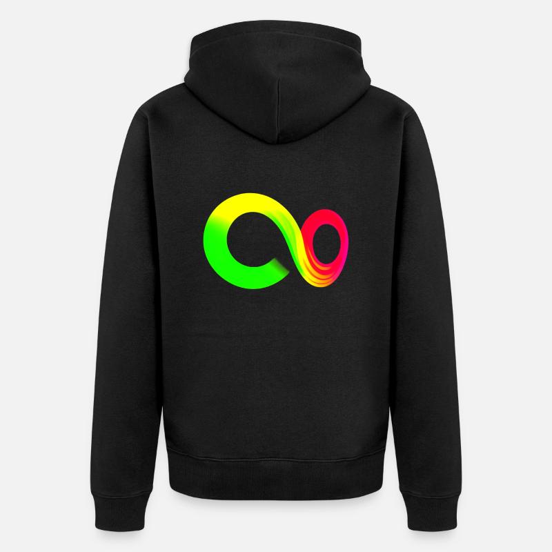Rainbow Course Infinite Infinity Symbol - Unisex Premium Organic Zip Hoodie - black