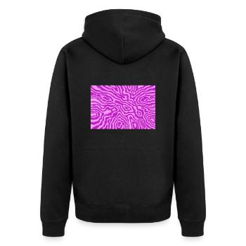 rosa Wellen - Unisex Premium Bio Zip Hoodie - Schwarz - Hinten - Nico (187cm)