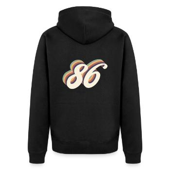 86ème anniversaire vintage - Veste à capuche bio Premium Unisexe - noir - Dos - Nico (187cm)