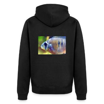Bolivianischer Schmetterlingsbuntbarsch - Unisex Premium Bio Zip Hoodie - Schwarz - Hinten - Nico (187cm)