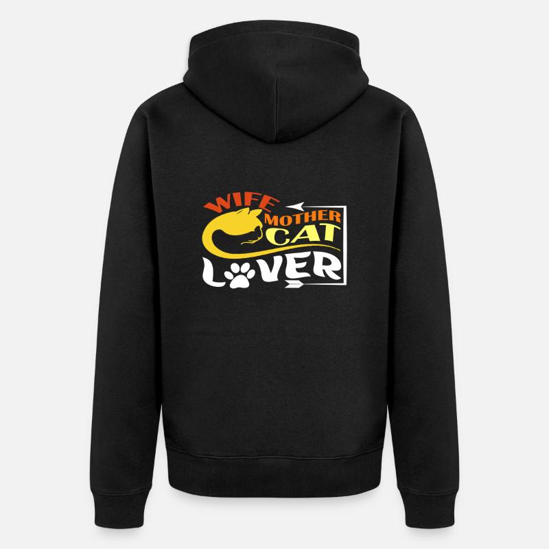 Épouse Mère Chat Amant - Veste à capuche bio Premium Unisexe - noir