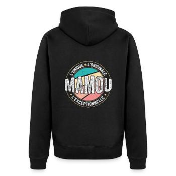 Cadeau Mamou Femme Grand mère original mamie - Veste à capuche bio Premium Unisexe - noir - Dos - Nico (187cm)