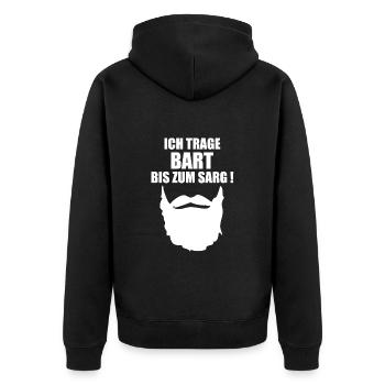 Bart Schnurrbart lustiger Spruch lustige Sprüche - Unisex Premium Bio Zip Hoodie - Schwarz - Hinten - Nico (187cm)