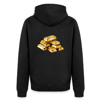 Goldbarren - Lifestyle und finanzieller Erfolg - Unisex Premium Bio Zip Hoodie - Schwarz - Hinten - Nico (187cm)
