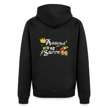 Addict to success - Unisex Premium Organic Zip Hoodie - black - Back - Nico (187cm)