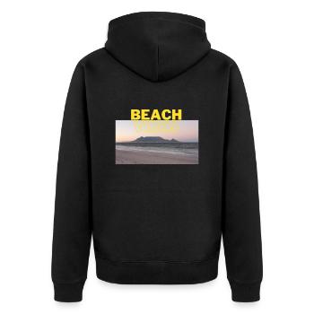 Beach 18 - Unisex Premium Bio Zip Hoodie - Schwarz - Hinten - Nico (187cm)