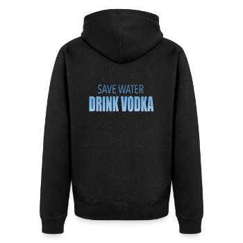Vodka - Unisex Premium Bio Zip Hoodie - Schwarz - Hinten - Nico (187cm)