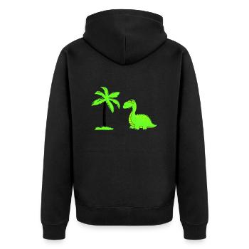 dinosaurier palme 02 - Unisex Premium Bio Zip Hoodie - Schwarz - Hinten - Nico (187cm)