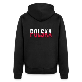 La Pologne aux couleurs nationales - Veste à capuche bio Premium Unisexe - noir - Dos - Nico (187cm)