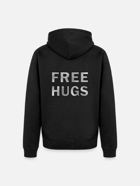 Free Hugs Silver - Unisex Premium Organic Zip Hoodie - black