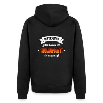 Sauna Saunaparty Party Saunagänger Geschenk lustig - Unisex Premium Bio Zip Hoodie - Schwarz - Hinten - Nico (187cm)