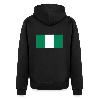 Flagge von Nigeria / Drapeau Nigéria - Unisex Premium Bio Zip Hoodie - Schwarz - Hinten - Nico (187cm)