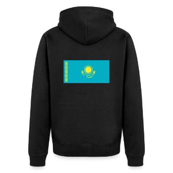 Kazakhstan Flag / Drapeau Kazakhstan - Unisex Premium Organic Zip Hoodie - black - Back - Nico (187cm)