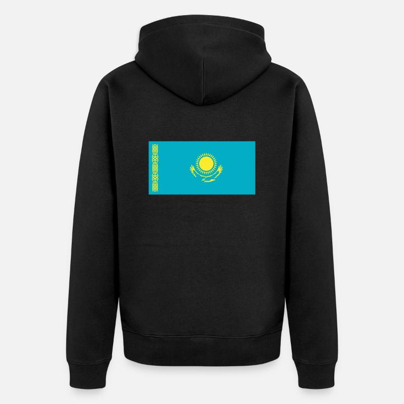 Kazakhstan Flag / Drapeau Kazakhstan - Veste à capuche bio Premium Unisexe - noir
