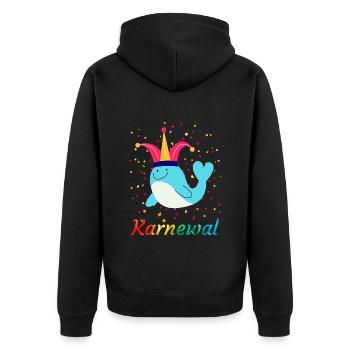 Karnewal Kölner Karneval Konfetti Wal Narrenkappe - Unisex Premium Bio Zip Hoodie - Schwarz - Hinten - Nico (187cm)