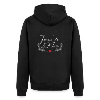 BRIDE'S BEST MAN - PASSENDES T-SHIRT - Unisex Premium Bio Zip Hoodie - Schwarz - Hinten - Nico (187cm)