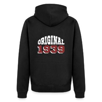 Original 1939 - Unisex Premium Organic Zip Hoodie - black - Back - Nico (187cm)
