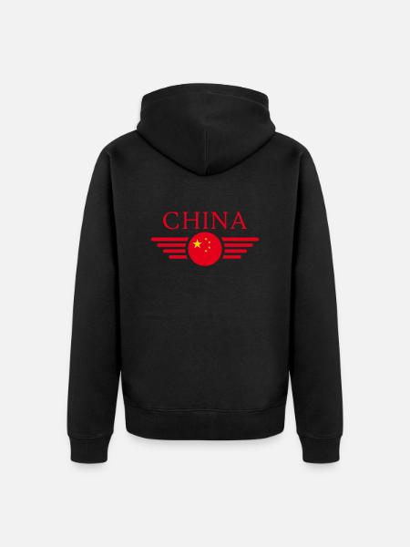 China Style Design T-Shirt - Unisex Premium Organic Zip Hoodie - black