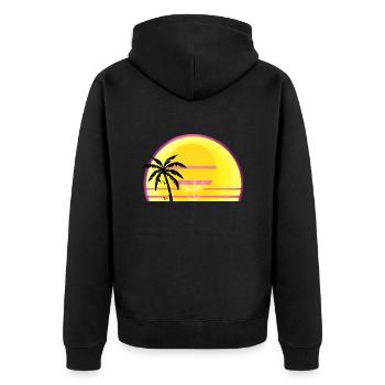 Sonnen Sommer Ruhetag - Unisex Premium Bio Zip Hoodie - Schwarz - Hinten - Nico (187cm)