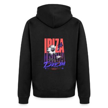 Ibiza Dream Streetwear - Unisex Premium Bio Zip Hoodie - Schwarz - Hinten - Nico (187cm)