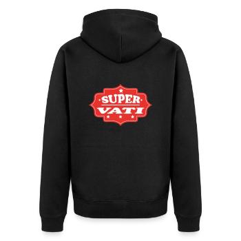 SUPER VATI - Unisex Premium Bio Zip Hoodie - Schwarz - Hinten - Nico (187cm)