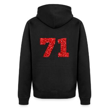 71 Roter Glitzer - 71 Geburtstag - Unisex Premium Bio Zip Hoodie - Schwarz - Hinten - Nico (187cm)